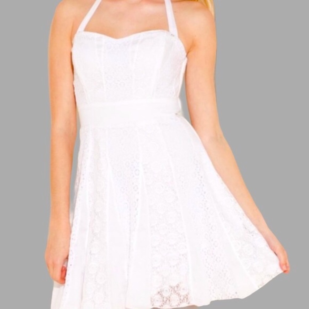 GUESS GIA LACE HALTER DRESS